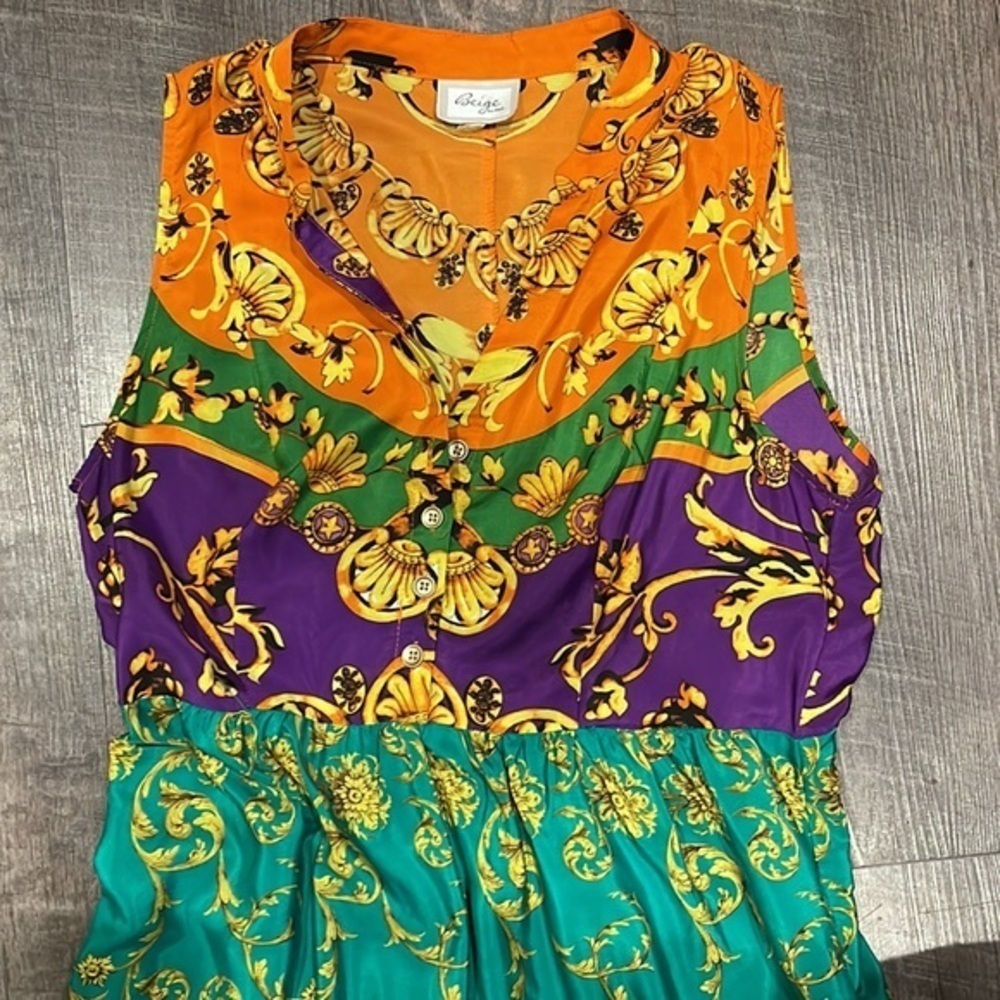 Beige by ECI block color patterned maxi dress with pockets - Picture 5 of 7
